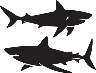 Fototapeta premium Shark silhouette vector EPS SET