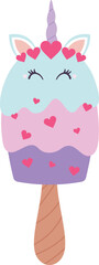 Fototapeta premium Cute ice cream bar stick with unicorn face