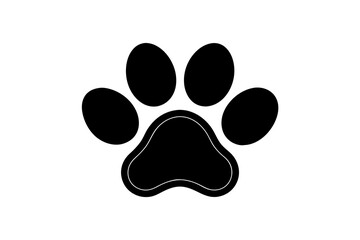 Paw print icon silhouette vector illustration on white background