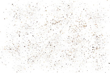 Ground black pepper powder isolated on white background, top view	