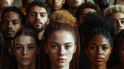 Fototapeta premium a united team of strong individuals standing firm, showcasing leadership, teamwork, inclusion, and the power of collective strength in numbers