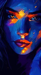 Beautiful woman's portrait, with brushstrokes in a digital art style