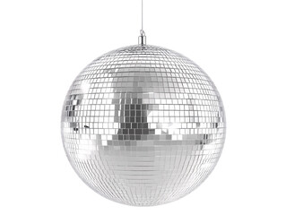 a silver disco ball with a white background