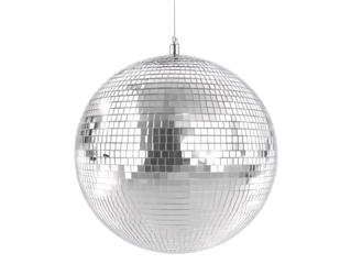a silver disco ball with a white background