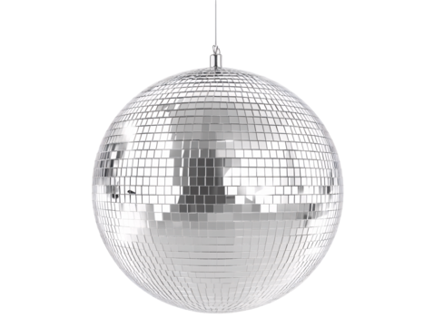 a silver disco ball with a white background
