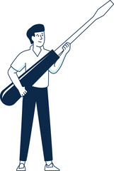 Man with big screwdriver. Repairman icon. Handyman symbol