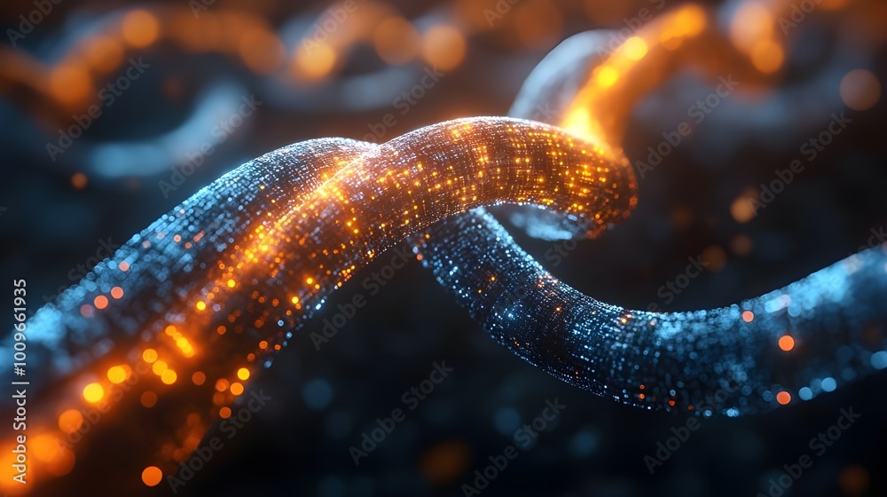 Poster 3d rendering of a data strand, showcasing intricate connections and flowing lines in a digital forma