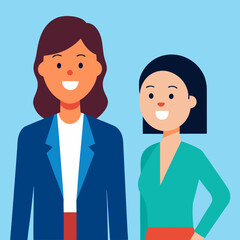 Fototapeta premium Dynamic Businesswoman with Colleague Leaning Vector Illustration for Professional Collaboration 
