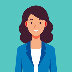 Professional Business Woman Avatar Illustration Featuring a Confident and Smiling Female Character