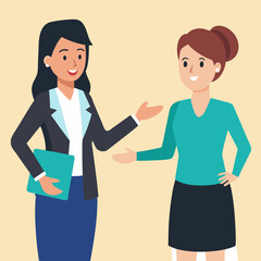 Fototapeta premium Professional Woman Standing and Placing Vector Illustration Depicting Leadership in Business 