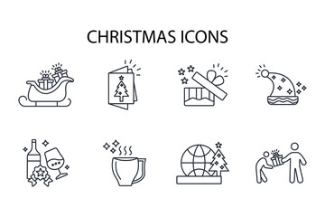 Christmas icon set.vector.Editable stroke.linear style sign for use web design,logo.Symbol illustration.