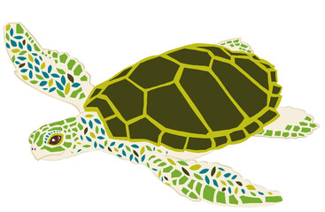Tartaruga, animal, marinho, tropical, colorido, natureza, beleza, Brasil, mosaico, arte, ilustração, pintura, réptil, oceano, mar, fauna, mergulho, fundo do mar