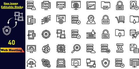 Website icon set. Containing web design, internet, content, SEO, hosting icon .