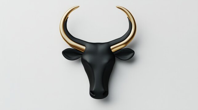 Minimalist Taurus zodiac sign featuring smooth curves in matte black and gold, standing out on a clean white background. The design reflects the strength, reliability, and earthy nature of Taurus.