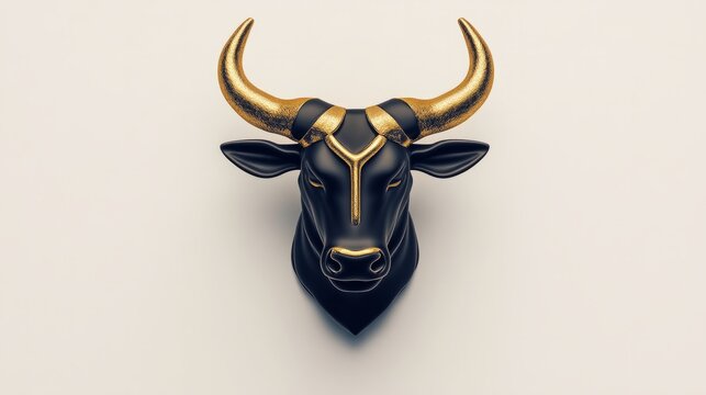 Minimalist Taurus zodiac sign featuring smooth curves in matte black and gold, standing out on a clean white background. The design reflects the strength, reliability, and earthy nature of Taurus.