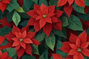 red poinsettia christmas background