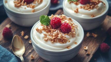 "Savor the Smoothness: Top View of Creamy Yogurt"
