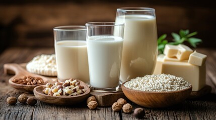 plant based milk options like almond soy and coconut emphasizing the trend of choosing vegan dairy alternatives for a more sustainable and health-focused lifestyle