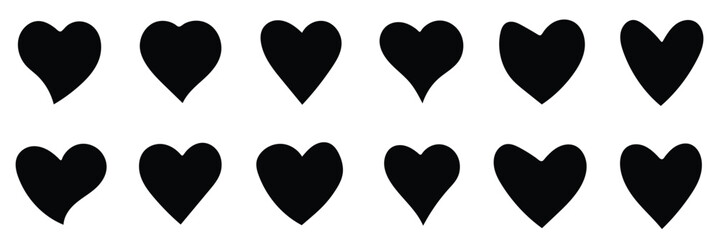 Heart icons set vector. Set of love symbols isolated. Heart Black Love Logo Variations. Various simple vector heart love icon. Valentine's Day , medicine concept . Love passion concept.