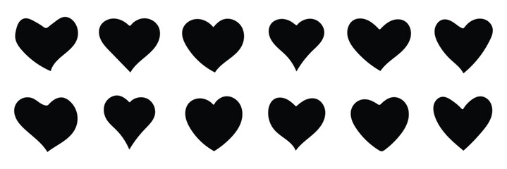 Heart icons set vector. Set of love symbols isolated. Heart Black Love Logo Variations. Various simple vector heart love icon. Valentine's Day , medicine concept . Love passion concept.