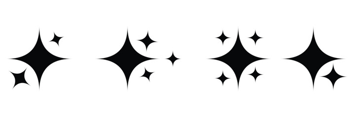 Twinkling stars. Twinkle stars collection. Shine star icons. Twinkle star shapes vector design on white background. 