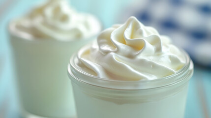 "Close-Up of Two Jars of Yogurt: A Delicious Food Scene"
