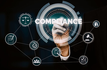 Compliance rule law and regulation graphic interface for business quality policy planning to meet international standard. uds
