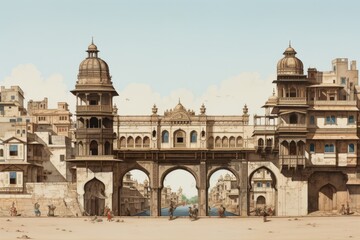 Fototapeta premium Beautiful Arabian Style Palace View 3D Created with Generative AI Technology