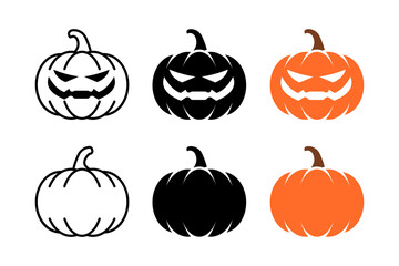 Pumpkin icon set. Halloween pumpkin sign. for mobile concept and web design. vector illustration on white background