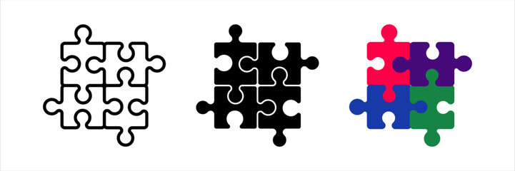 Puzzle icon set. Puzzle Pieces sign. for mobile concept and web design. vector illustration on white background