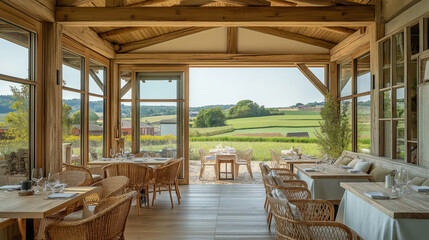 Cozy country restaurant with scenic outdoor dining and rustic interiors