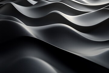 Obraz premium Abstract black and white 3D render of wavy surface with smooth curves
