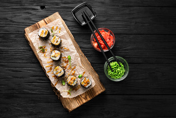 Classic Maki Rolls with Crab Meat and Fresh Veggies, Top View