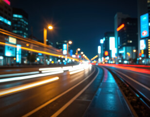 Fototapeta premium Night-time light show on a city road