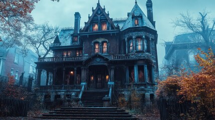 Obraz premium Halloween theme in travel guides suggest eerie locations for the bravest adventurers