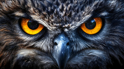 Majestic Owl Staring Intently Sharp Eyes Beautiful Feathers Wildlife Nature Close-Up
