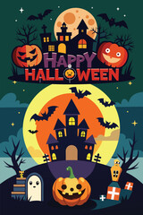 Happy Halloween Vertical Vector Template