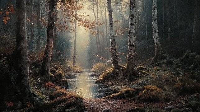 La foresta si trasforma in un luogo incantato, con la luce del mattino che danza tra le foglie