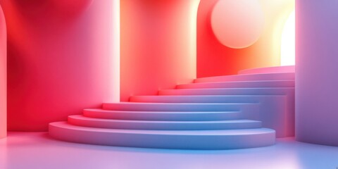 Fototapeta premium Exploring Modern Architectural Design with Vibrant Colors and Unique Staircase Features