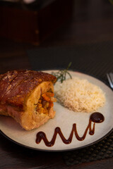 almoço lombo recheado