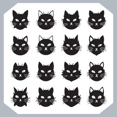 Fototapeta premium Set of logotype cat silhouette and Cat head collection, collection of silhouette of Cats on white background