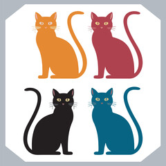 Set of logotype cat silhouette and Cat head collection, collection of silhouette of Cats on white background