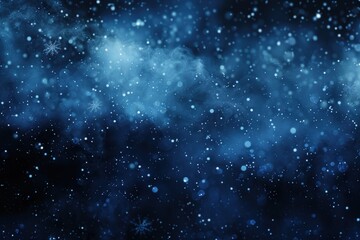 Fototapeta premium Abstract Winter Night Sky with Gentle Snowflakes and Deep Blue Tones for Holiday Design