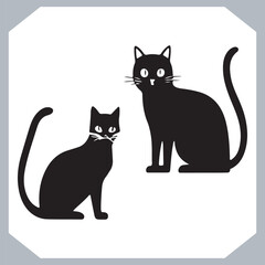 Set of logotype cat silhouette and Cat head collection, collection of silhouette of Cats on white background