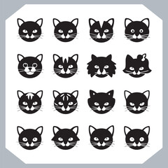 Fototapeta premium Set of logotype cat silhouette and Cat head collection, collection of silhouette of Cats on white background