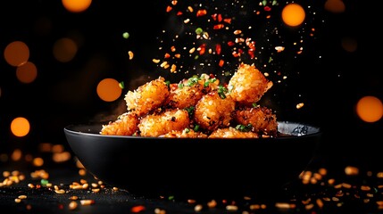 Sizzling Chinese sizzling rice soup, crispy rice cakes in savory broth