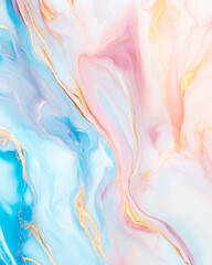 Fototapeta premium Elegant marbled epoxy resin background featuring pastel tones with golden veining