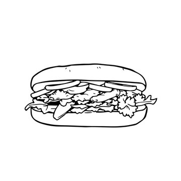 black and white sandwich drawing clip art preview