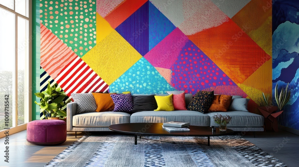 Sticker vibrant wall patterns bold geometric designs color mixes