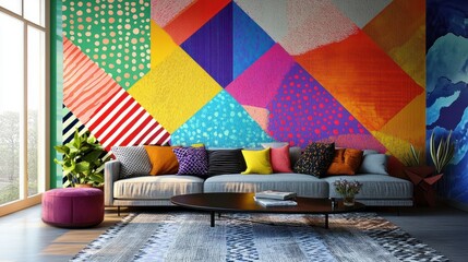 vibrant wall patterns bold geometric designs color mixes